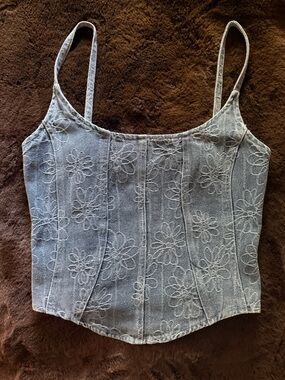 Honor The Gift Floral Embroidered Denim